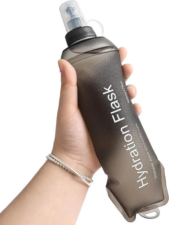 Main image of GUYI GYGYL Soft Flask, Collapsible Water Bottle for Sports, 500ml Grey | TPU Collapsible Water Bottle for Hydration Pack, Running Vest, Leak-Proof Folding Bottle for Hiking Cycling Climbing Jogging