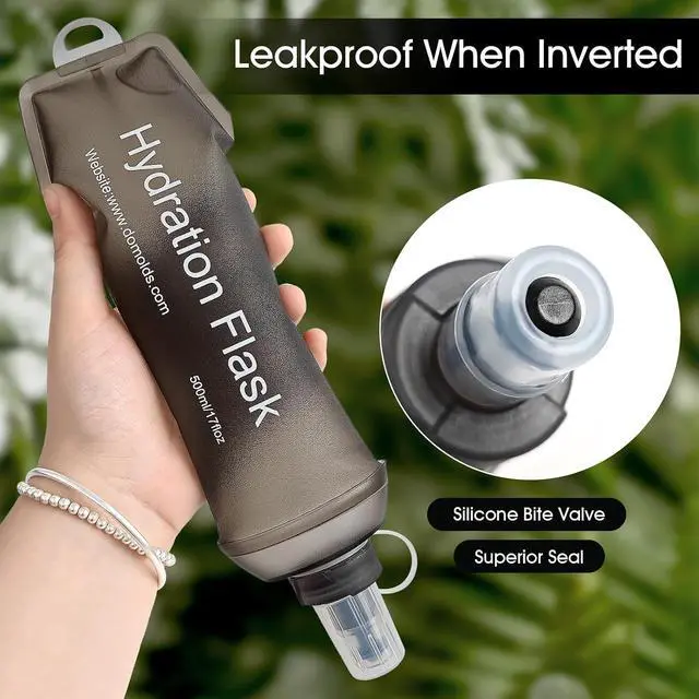 Alt view image 7 of 7 - GUYI GYGYL Soft Flask, Collapsible Water Bottle for Sports, 250ml Grey | TPU Collapsible Water Bottle for Hydration Pack, Running Vest, Leak-Proof Folding Bottle for Hiking Cycling Climbing Jogging