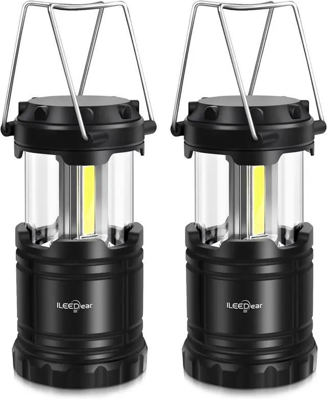 Main image of LED Camping Lantern, Battery Operated, 2 Pack | Adjustable brightness, collapsible design, camping essentials, emergency, hurricane, storm, power outage, outdoor