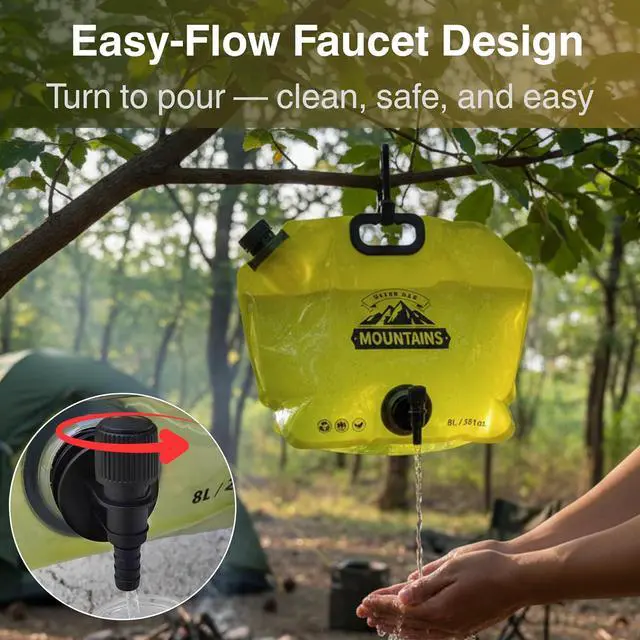Alt view image 3 of 7 - Camping Water Container 2 Gallon Collapsible Water Jug with Spout - Reusable Plastic Flasks, Foldable Empty Gallon Jug for Water Storage, Water Bag for Outdoor Hiking Emergency Prep (1 Pack)