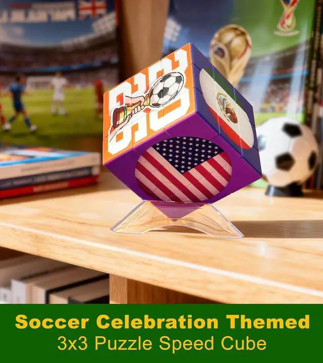 Alt view image 2 of 6 - 2026 World Soccer Cup Themed 3x3 Cube Puzzle, Football Sports Celebration Brain Puzzle Toy, Memorable Decor for Sport Fans