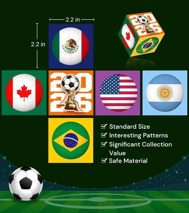 Alt view image 4 of 6 - 2026 World Soccer Cup Themed 3x3 Cube Puzzle, Football Sports Celebration Brain Puzzle Toy, Memorable Decor for Sport Fans