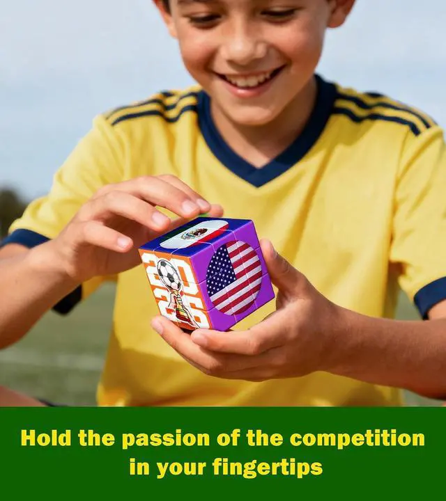 Alt view image 3 of 6 - 2026 World Soccer Cup Themed 3x3 Cube Puzzle, Football Sports Celebration Brain Puzzle Toy, Memorable Decor for Sport Fans
