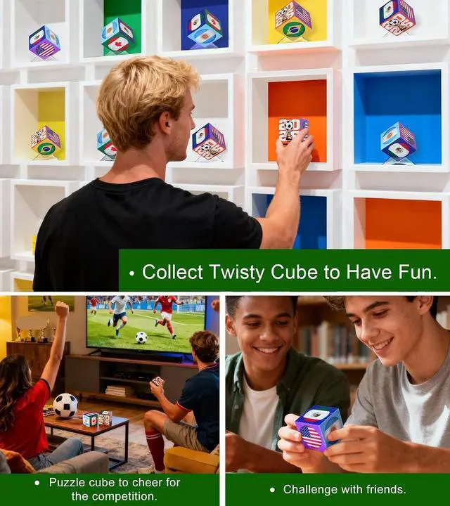 Alt view image 5 of 6 - 2026 World Soccer Cup Themed 3x3 Cube Puzzle, Football Sports Celebration Brain Puzzle Toy, Memorable Decor for Sport Fans