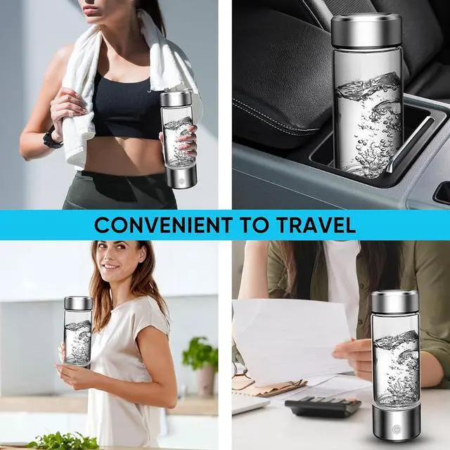 Alt view image 6 of 7 - Hydrogen Water Bottle Sport - Portable Hydrogen Infuser for Enhanced Hydration, BPA-Free, Leak-Proof, 420ml/15oz, Ideal for Fitness, Hiking, Travel & Daily Use (Silver)
