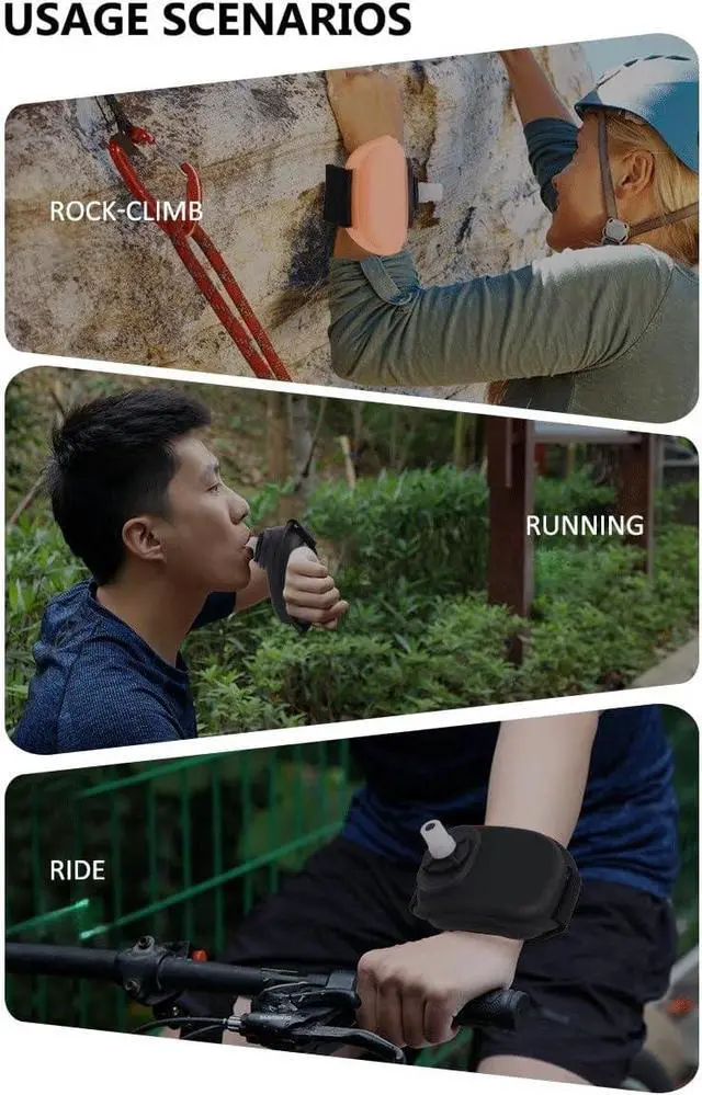 Alt view image 3 of 7 - Hands-Free Wrist Water Bottle - 7oz Leak-Proof Silicone Sports Flask | BPA-free wearable water bottle for running, cycling, marathon, gym & outdoor activities. Lightweight black sports flask.
