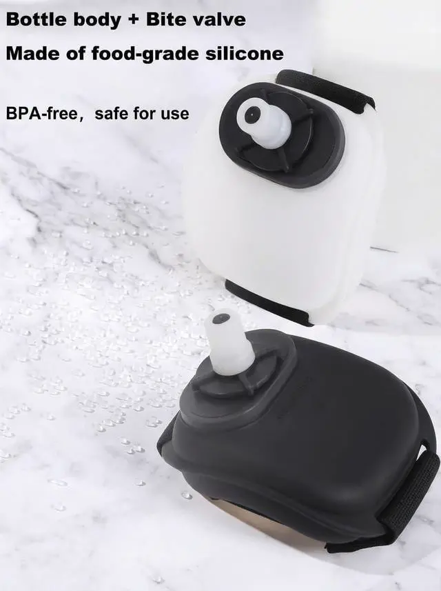 Alt view image 6 of 7 - Hands-Free Wrist Water Bottle - 7oz Leak-Proof Silicone Sports Flask | BPA-free wearable water bottle for running, cycling, marathon, gym & outdoor activities. Lightweight black sports flask.