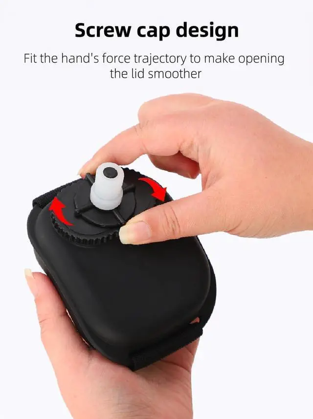 Alt view image 5 of 7 - Hands-Free Wrist Water Bottle - 7oz Leak-Proof Silicone Sports Flask | BPA-free wearable water bottle for running, cycling, marathon, gym & outdoor activities. Lightweight black sports flask.