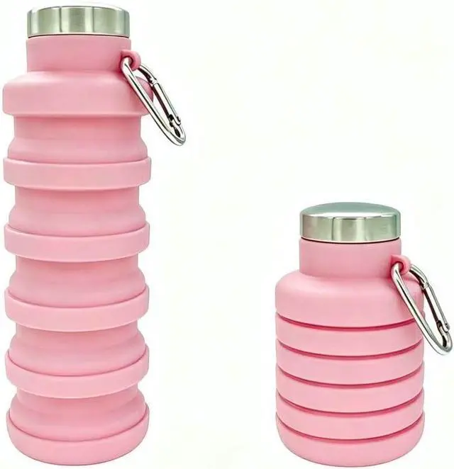 Main image of YCT Collapsible Water Bottle 17oz500mlTravel Portable Sport Water BottleReusable Silicone Foldable Water Bottles for Gym Camping Hiking (Pink)
