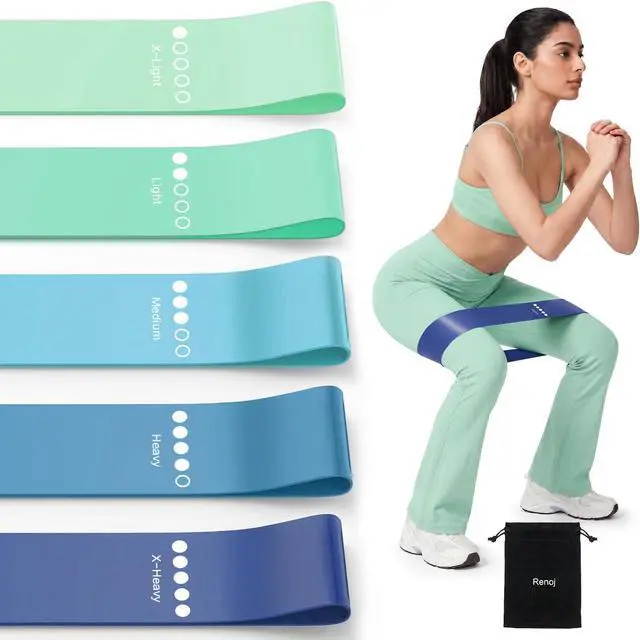 Main image of Resistance Bands for Working Out, 5-Pack Elastic Loop Exercise Bands for Strength Training Stretching, Home Gym Equipment for Pilates Yoga Physical Therapy, Leg Glute Arm Workout Kit for Women Men