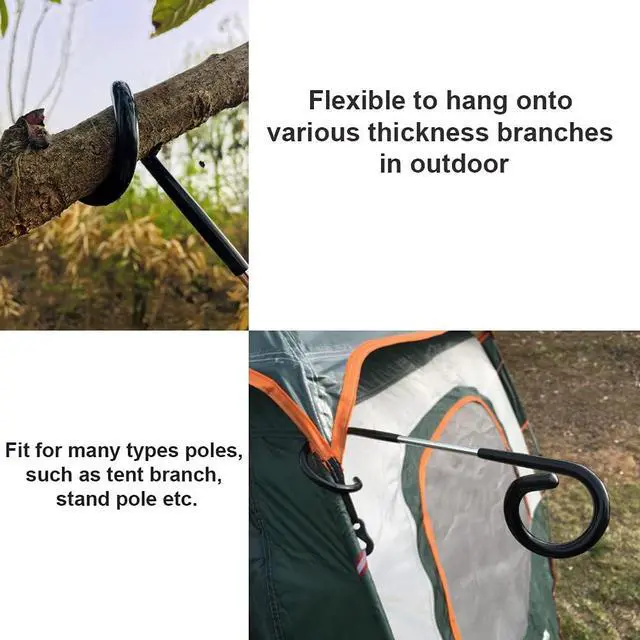Alt view image 6 of 7 - Camping Lantern Hook Hanger Tent Light Outdoor Lamp Hanger Non-Slip for Camping Hiking - 2pcs