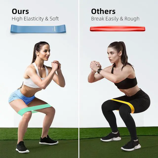 Alt view image 5 of 6 - Resistance Bands for Working Out, 5-Pack Elastic Loop Exercise Bands for Strength Training Stretching, Home Gym Equipment for Pilates Yoga Physical Therapy, Leg Glute Arm Workout Kit for Women Men