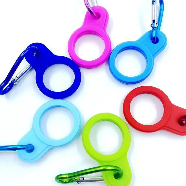 Main image of 6 Pcs Silicone Water Bottle Buckle with Carabiner Clip Portable Secure Bottle Holder Hanging Rings Silicone Buckle Portable Hiking Camping Water Bottle Accessories