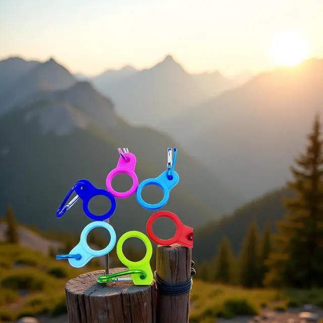 Alt view image 3 of 7 - 6 Pcs Silicone Water Bottle Buckle with Carabiner Clip Portable Secure Bottle Holder Hanging Rings Silicone Buckle Portable Hiking Camping Water Bottle Accessories
