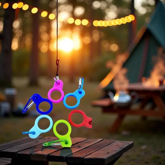 Alt view image 5 of 7 - 6 Pcs Silicone Water Bottle Buckle with Carabiner Clip Portable Secure Bottle Holder Hanging Rings Silicone Buckle Portable Hiking Camping Water Bottle Accessories
