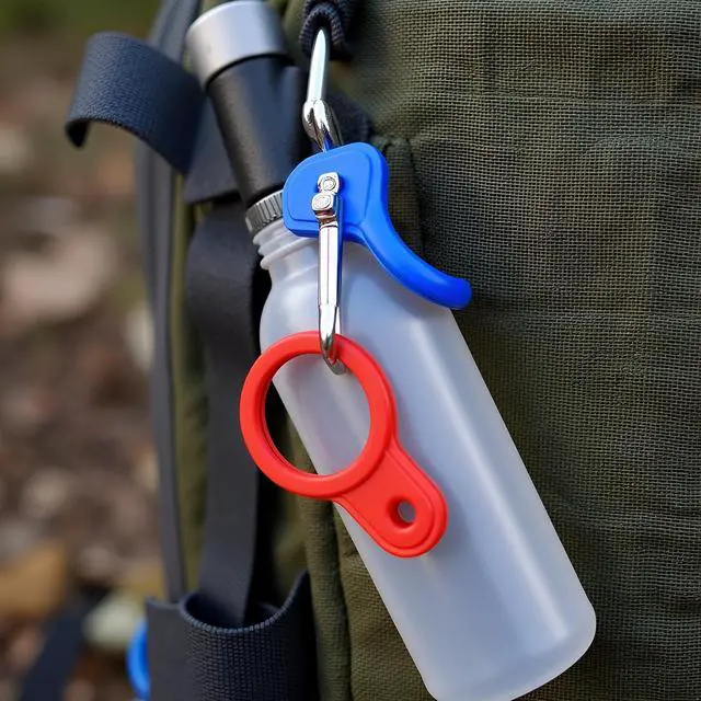 Alt view image 4 of 7 - 6 Pcs Silicone Water Bottle Buckle with Carabiner Clip Portable Secure Bottle Holder Hanging Rings Silicone Buckle Portable Hiking Camping Water Bottle Accessories