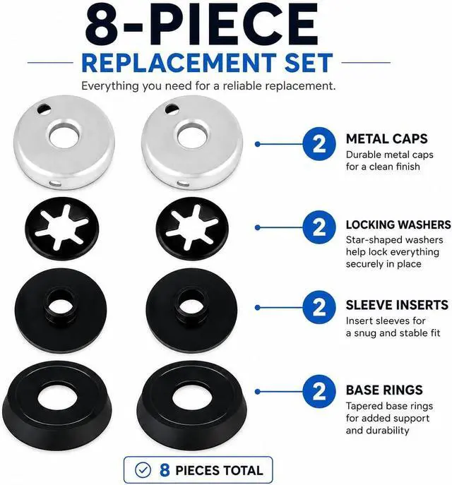 Alt view image 2 of 3 - 3000005094 Compatible Replacement Pump Cup Kit for Coleman Lanterns & Stoves Includes Nitrile Rubber Pump Caps, Metal Nuts, and Plastic Caps for Airtight Seal