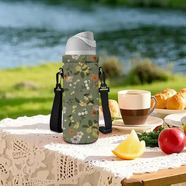 Alt view image 4 of 6 - Neoprene 500ML/750ML/1000ML Water Bottle Bag Carrier, Portable Insulated Bottle Sling Holder Case Pouch with Adjustable Shoulder Strap for Men Women Walking Hiking Running