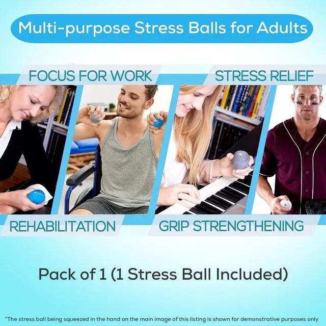 Alt view image 2 of 7 - Serenilite Stress Balls for Adults, Squeeze Ball for Hand Therapy, Stress Ball, Hand Exercisers for Therapy & Grip Strengthening, Physical Therapy Balls, Hand Grip Strengthener.