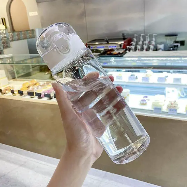 Alt view image 3 of 7 - Clear Plastic Water Bottle | No Markings 24oz Chug Lid Sports Water Bottle | Leak Proof Re-Usable Flip Top Plastic Drinks Bottles for School, Exams, Office, Gym, Cycling (Clear-24oz)