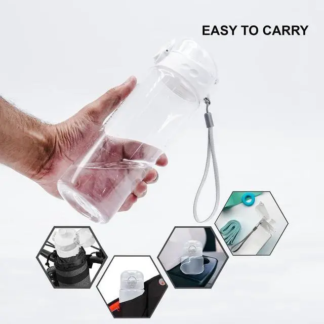Alt view image 5 of 7 - Clear Plastic Water Bottle | No Markings 24oz Chug Lid Sports Water Bottle | Leak Proof Re-Usable Flip Top Plastic Drinks Bottles for School, Exams, Office, Gym, Cycling (Clear-24oz)