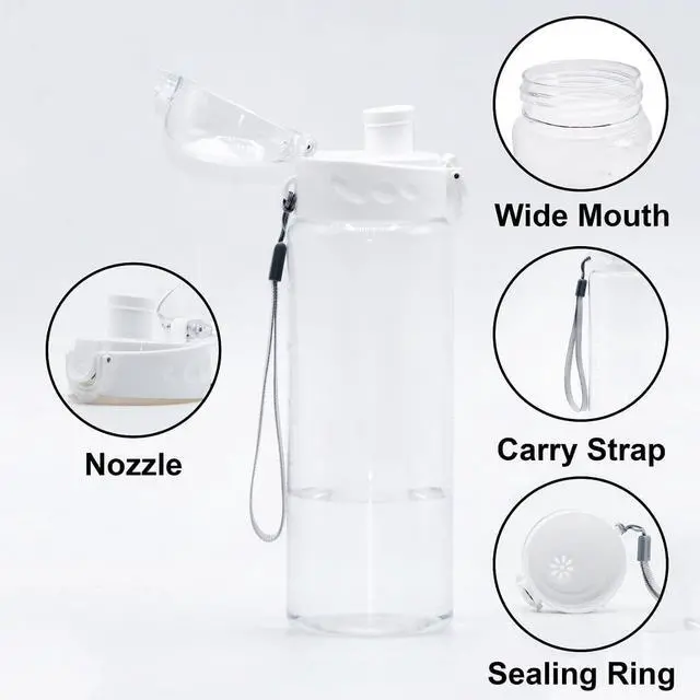 Alt view image 7 of 7 - Clear Plastic Water Bottle | No Markings 24oz Chug Lid Sports Water Bottle | Leak Proof Re-Usable Flip Top Plastic Drinks Bottles for School, Exams, Office, Gym, Cycling (Clear-24oz)