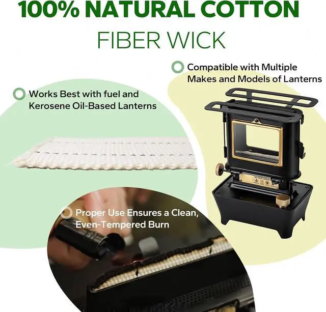 Alt view image 3 of 7 - SUNJIKA Cotton Oil Lamp Wicks for Camping Lantern,Kerosene Lamp,2-Pack