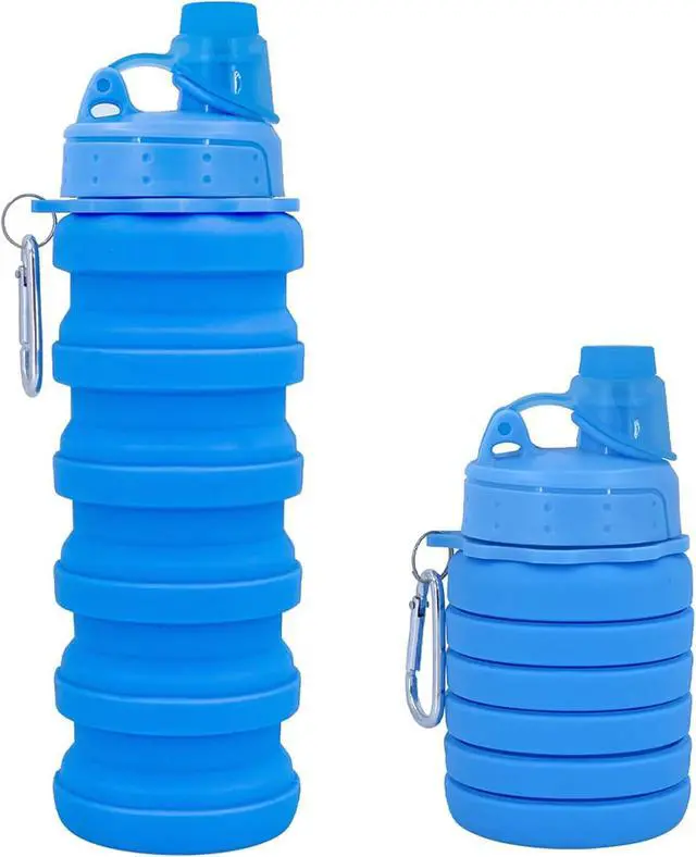 Alt view image 2 of 7 - Collapsible Water Bottles Travel water bottle Sports Portable Sport Water Bottle Reusable Water Bottles comes with mountaineering Buckle 500ml silicone Water-proof camping water bottle