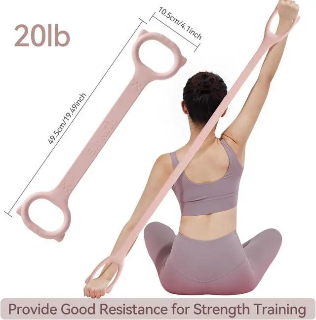 Alt view image 2 of 7 - Figure 8 Workout Resistance Band - 3 Elasticities Optional 20 30 40lb, Thicker Durable Arm Back Shoulder Exercise Elastic Rope Yoga Straps Pilates Flexbands, Physical Therapy Stretch Bands