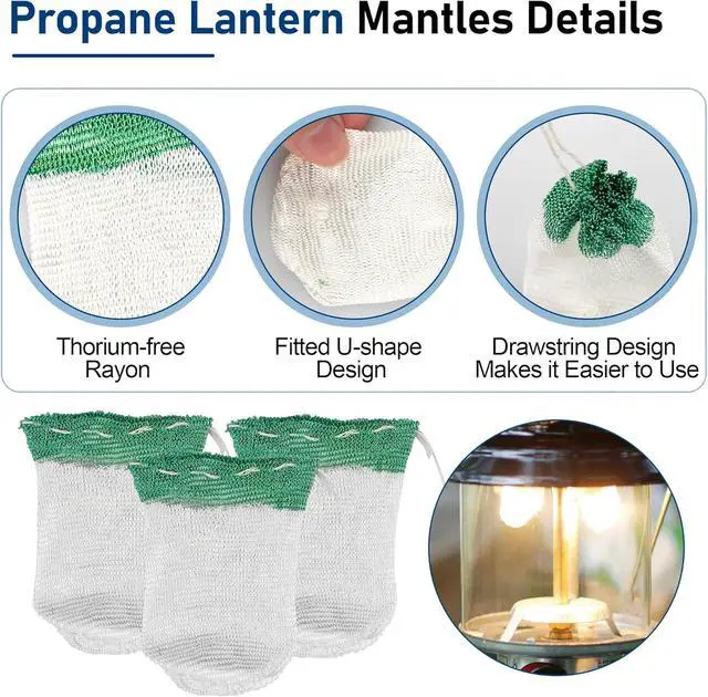 Alt view image 4 of 4 - String Tie Lantern Mantles for Coleman Fueled Lantern (10 Total Mantles) | Camping Lantern Accessories, Ideal for Camping, Hiking, and Power Outages, String Tie Design for Tool-Free Installation
