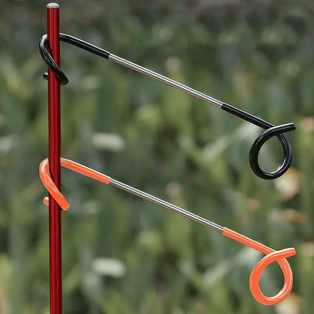 Alt view image 5 of 6 - Alnicov 2PCS Camping Hook Hanger,Hook Lantern Lamp Hanger Tent Pole Post Hook Hanging for Fishing Camping Travelling Adventure,Orange