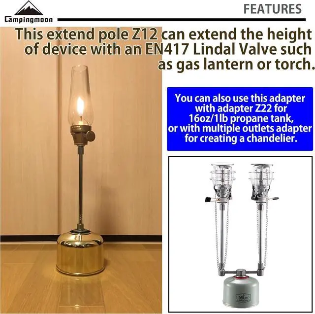Alt view image 3 of 7 - CAMPINGMOON Extension Pole Rod for Camping Lantern Gas Lamp Z12