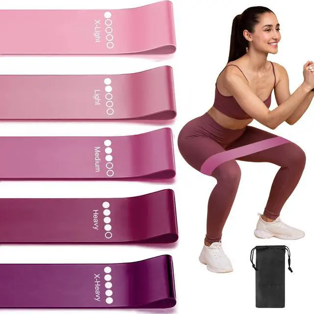 Main image of Resistance Loop Exercise Bands for Working Out, Fitness Elastic Bands, Workout Bands for Home Gym, Stretching, Yoga, Pilates, Physical Therapy (5pcs Set)