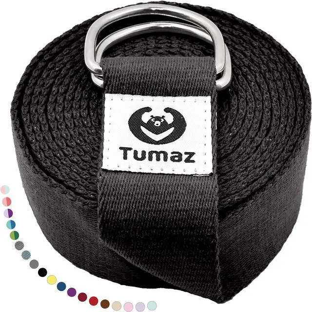 Main image of Tumaz Yoga Strap for Stretching with Adjustable D-Ring, 6/8/10 ft | Adjustable D-Ring | Soft Cotton Blend | 15+ Colors | Non-Elastic Yoga Belt for Pilates Stretching & Physical Therapy