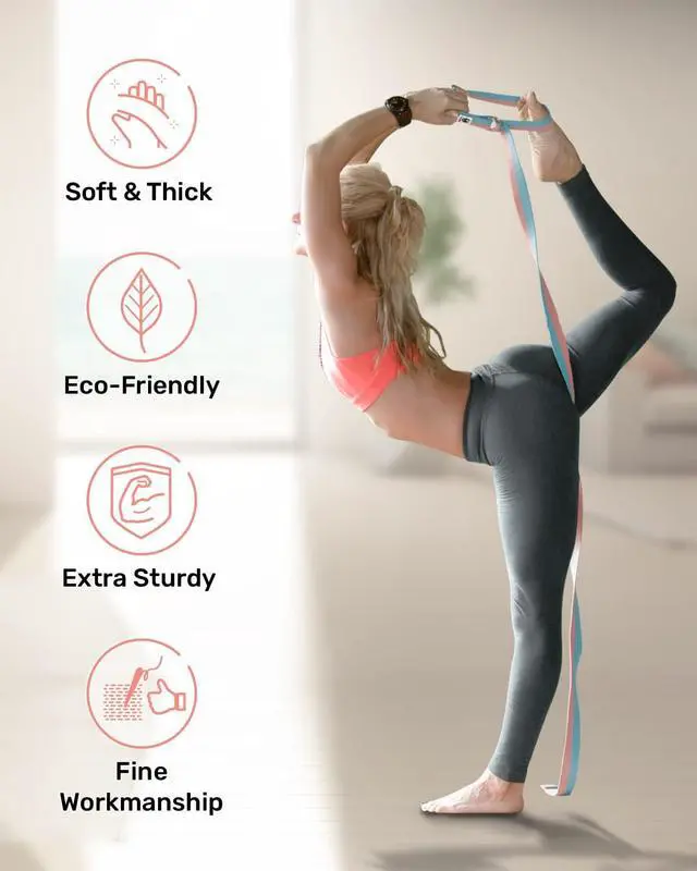 Alt view image 4 of 7 - Tumaz Yoga Strap for Stretching with Adjustable D-Ring, 6/8/10 ft | Adjustable D-Ring | Soft Cotton Blend | 15+ Colors | Non-Elastic Yoga Belt for Pilates Stretching & Physical Therapy