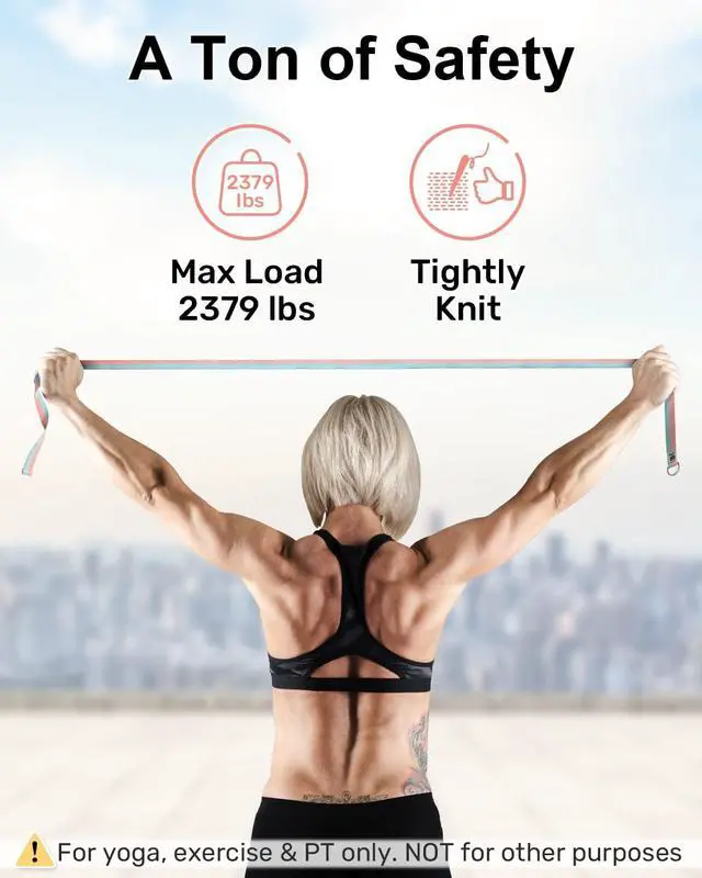Alt view image 7 of 7 - Tumaz Yoga Strap for Stretching with Adjustable D-Ring, 6/8/10 ft | Adjustable D-Ring | Soft Cotton Blend | 15+ Colors | Non-Elastic Yoga Belt for Pilates Stretching & Physical Therapy