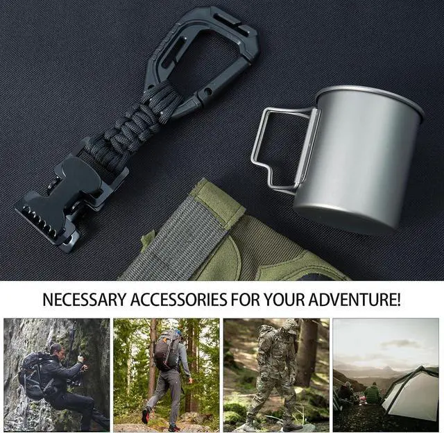 Alt view image 6 of 6 - KUNN Glove Clips with Plastic Carabiner and Paracord, Metal Clips for Heavy Duty Gloves, with Key Ring for Tactical Backpack