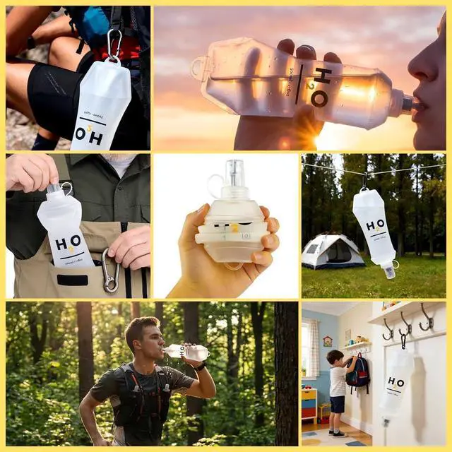 Alt view image 4 of 6 - 500ml Soft Flask Running Water Bottle for Running Vests, Collapsible | With Hang-Dry Hook, bite valve and dust cap for trail running, hiking and cycling