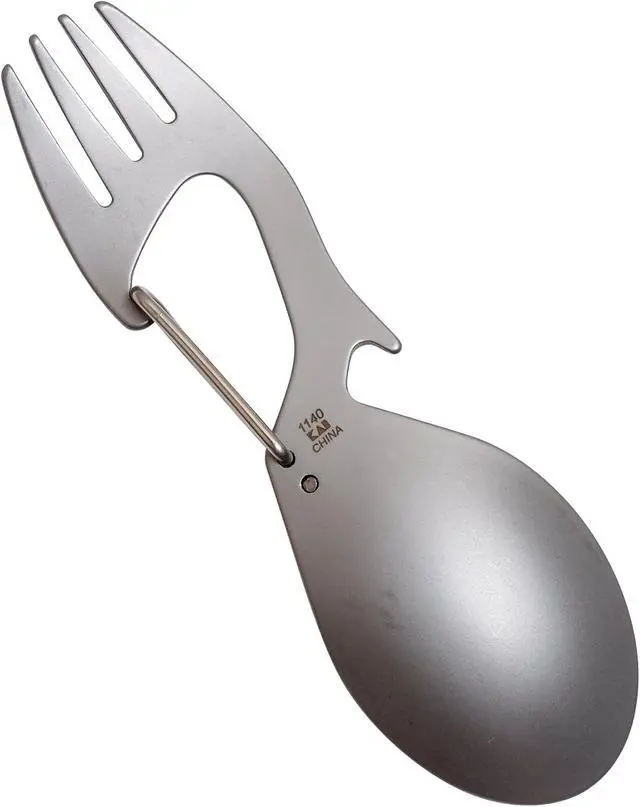 Alt view image 3 of 7 - Kershaw Ration Multi Tool Spork, Stainless Steel Spoon, Fork, Carabiner and Bottle Opener, Regular and XL Sizes