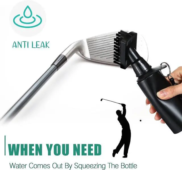 Alt view image 4 of 7 - Meanplan Golf Clubs Cleaning Water Brush, Retractable Aluminum Climbing Hook Golf Club Groove Cleaner, Nylon Brush Head and Squeeze Water Bottle Holds 4 Ounces