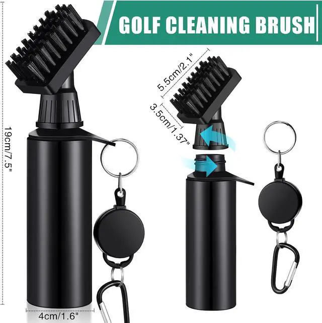 Alt view image 2 of 7 - Meanplan Golf Clubs Cleaning Water Brush, Retractable Aluminum Climbing Hook Golf Club Groove Cleaner, Nylon Brush Head and Squeeze Water Bottle Holds 4 Ounces