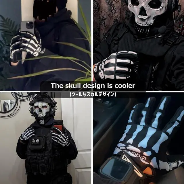 Alt view image 5 of 6 - Azarxis Skeleton Gloves Adjustable Lightweight Racing Skull Sports Work Bone Gloves Anti-Slip Breathable for Men & Women Motorcycle, Cycling, Biking, Workout