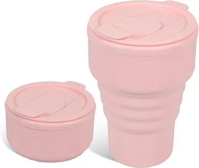 Main image of Collapsible Silicone Cup - Pink, Reusable Foldable Travel Cup for Camping, Hiking & Gym, Leak-Proof, Eco-Friendly, BPA-Free, Dishwasher Safe, Portable Water Bottle for Women
