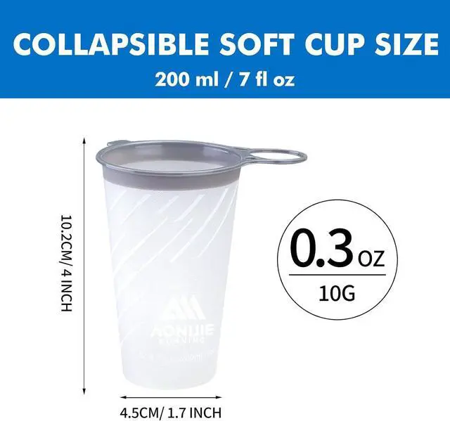 Alt view image 3 of 7 - Collapsible Cup 200ml Foldable Hiking Cup, Ultra Portable Soft Cup | Trail Running, Camping & Travel, Silicone Water Cup for Outdoor Hydration
