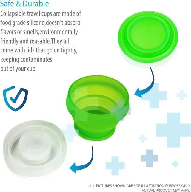 Alt view image 4 of 7 - Deke Home - 2 Pack Silicone Collapsible Travel Cups with Lids Portable, Food Grade Camping Mugs for Outdoor, Hiking, Camping, Backpacking, and Travel