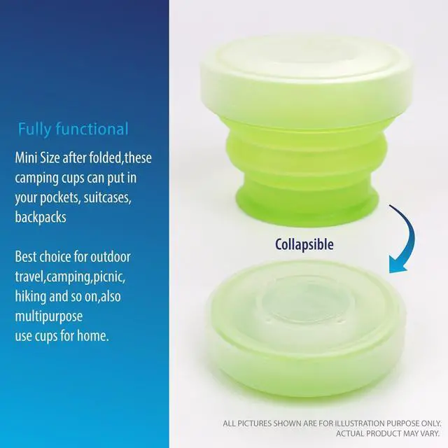 Alt view image 5 of 7 - Deke Home - 2 Pack Silicone Collapsible Travel Cups with Lids Portable, Food Grade Camping Mugs for Outdoor, Hiking, Camping, Backpacking, and Travel