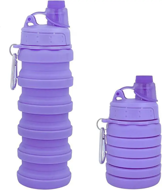 Alt view image 2 of 7 - Collapsible Water Bottles Travel water bottle Sports Portable Sport Water Bottle Reusable Water Bottles comes with mountaineering Buckle 500ml silicone Water-proof camping water bottle