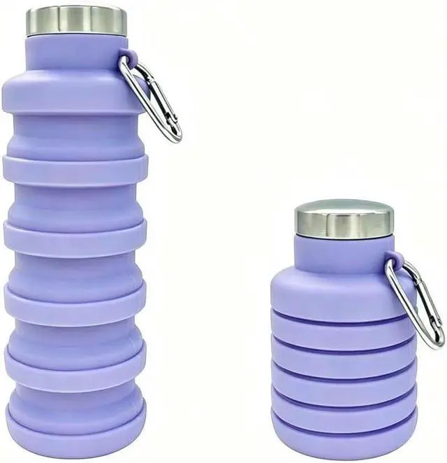 Main image of YCT Collapsible Water Bottle 17oz500mlTravel Portable Sport Water BottleReusable Silicone Foldable Water Bottles for Gym Camping Hiking (Purple)