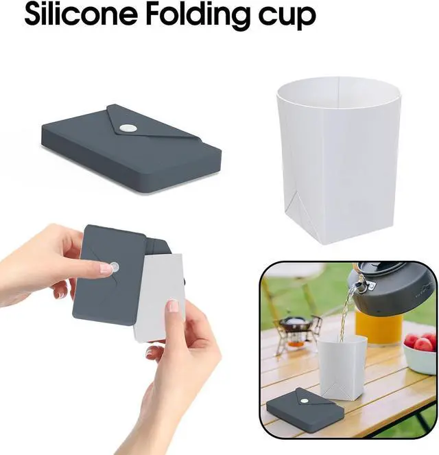 Alt view image 3 of 7 - Silicone Collapsible Cup, Portable Foldable Travel Cup with Compact Storage Case, Reusable Drinking Cup for Camping, Hiking, Outdoor & Daily Use (Blue)