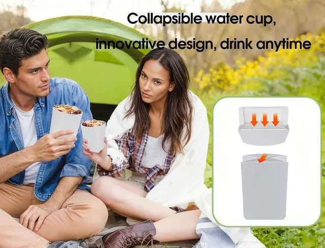 Alt view image 6 of 7 - Silicone Collapsible Cup, Portable Foldable Travel Cup with Compact Storage Case, Reusable Drinking Cup for Camping, Hiking, Outdoor & Daily Use (Blue)
